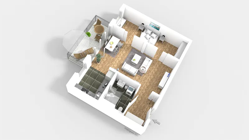 2-Zi Wohnung mit Terrasse — photo 1